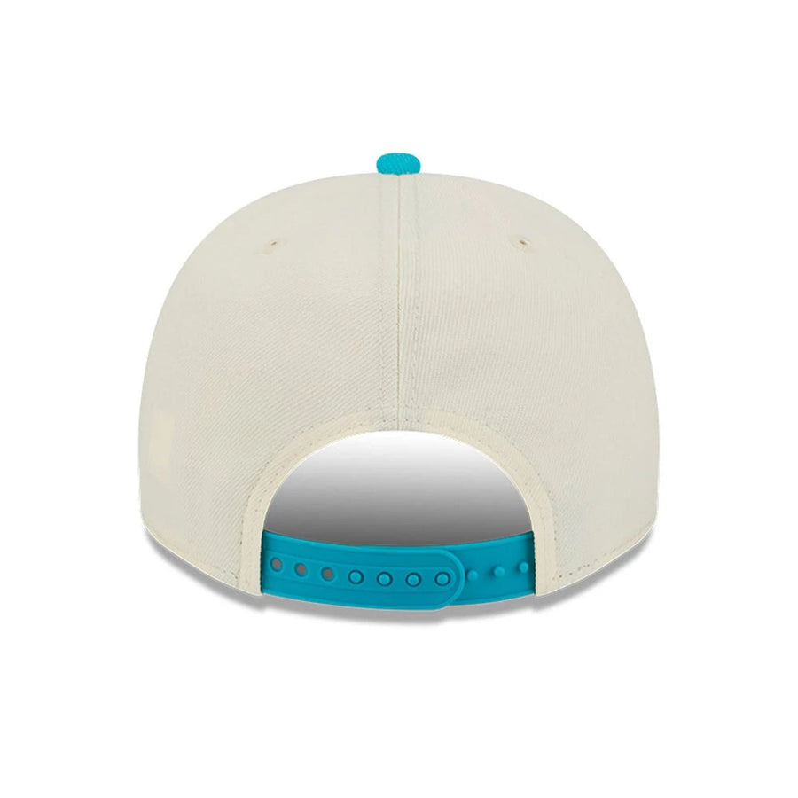 Pictured is this NBA Hardwood Classic Charlotte Hornets 9FIFTY A-Frame Snapback cap in turquoise. 7