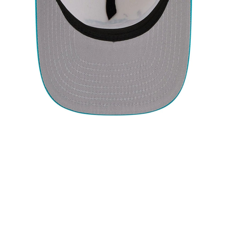 Pictured is this NBA Hardwood Classic Charlotte Hornets 9FIFTY A-Frame Snapback cap in turquoise. 2