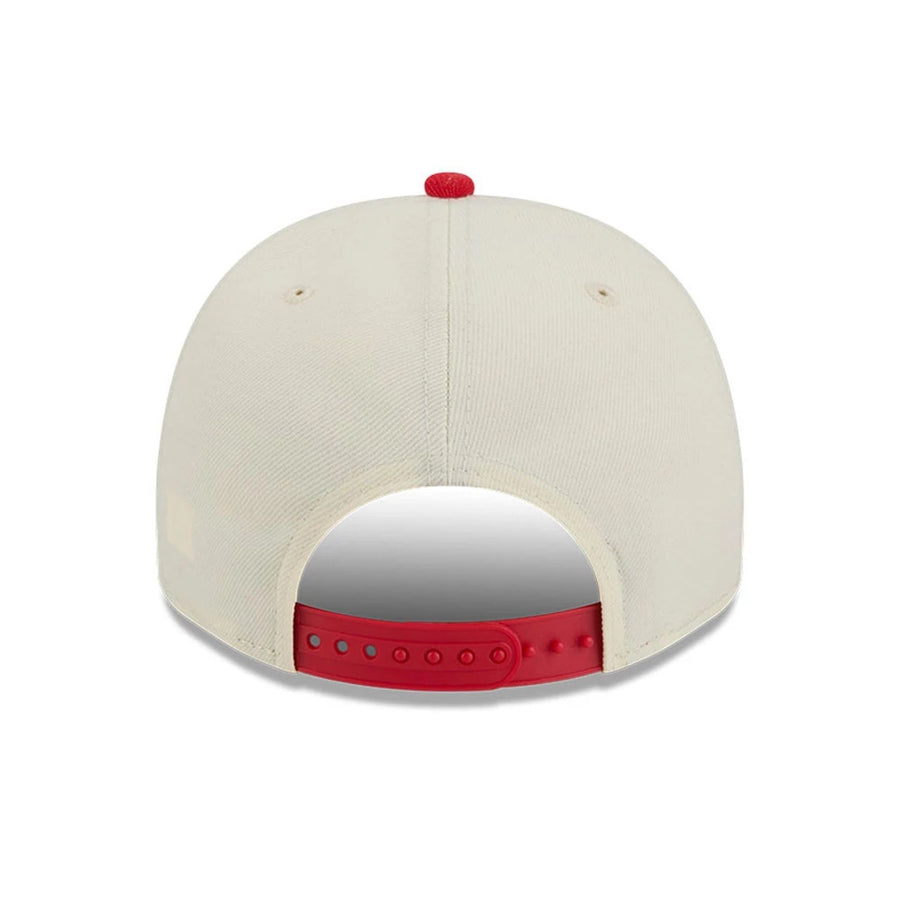 Pictured is this NBA Hardwood Classic Houston Rockets 9FIFTY A-Frame Snapback cap in red. 7