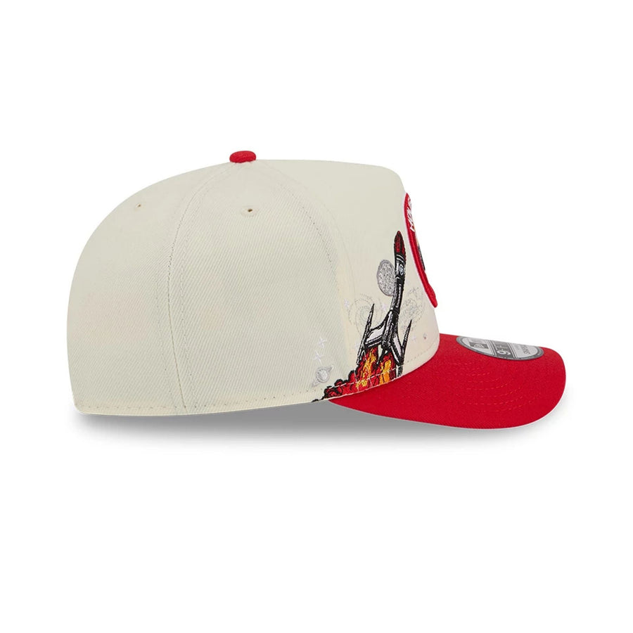 Pictured is this NBA Hardwood Classic Houston Rockets 9FIFTY A-Frame Snapback cap in red. 5