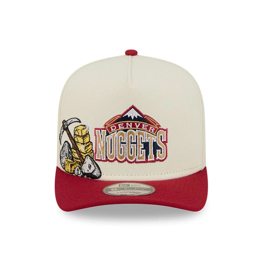 Pictured is this NBA Hardwood Classic Denver Nuggets 9FIFTY A-Frame Snapback cap in dark red. 3