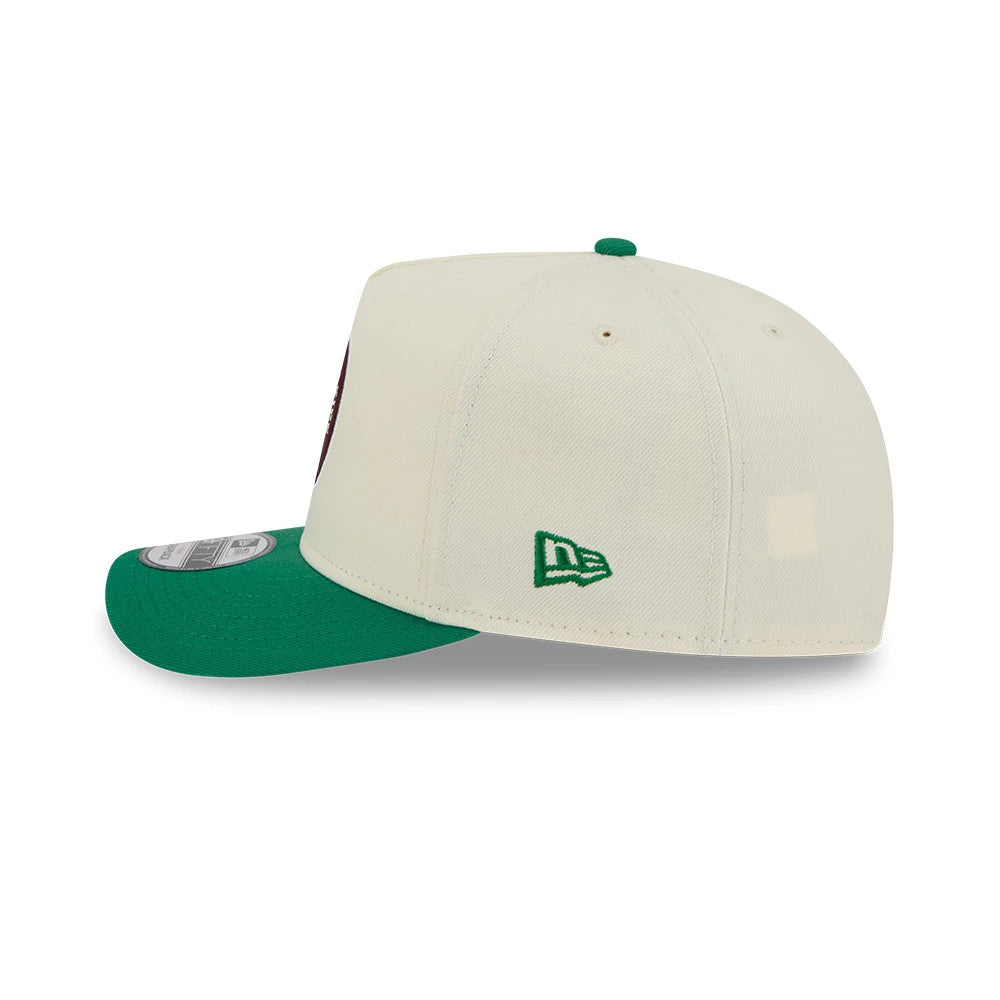 Pictured is this NBA Hardwood Classic Boston Celtics 9FIFTY A-Frame Snapback cap in cream. 5