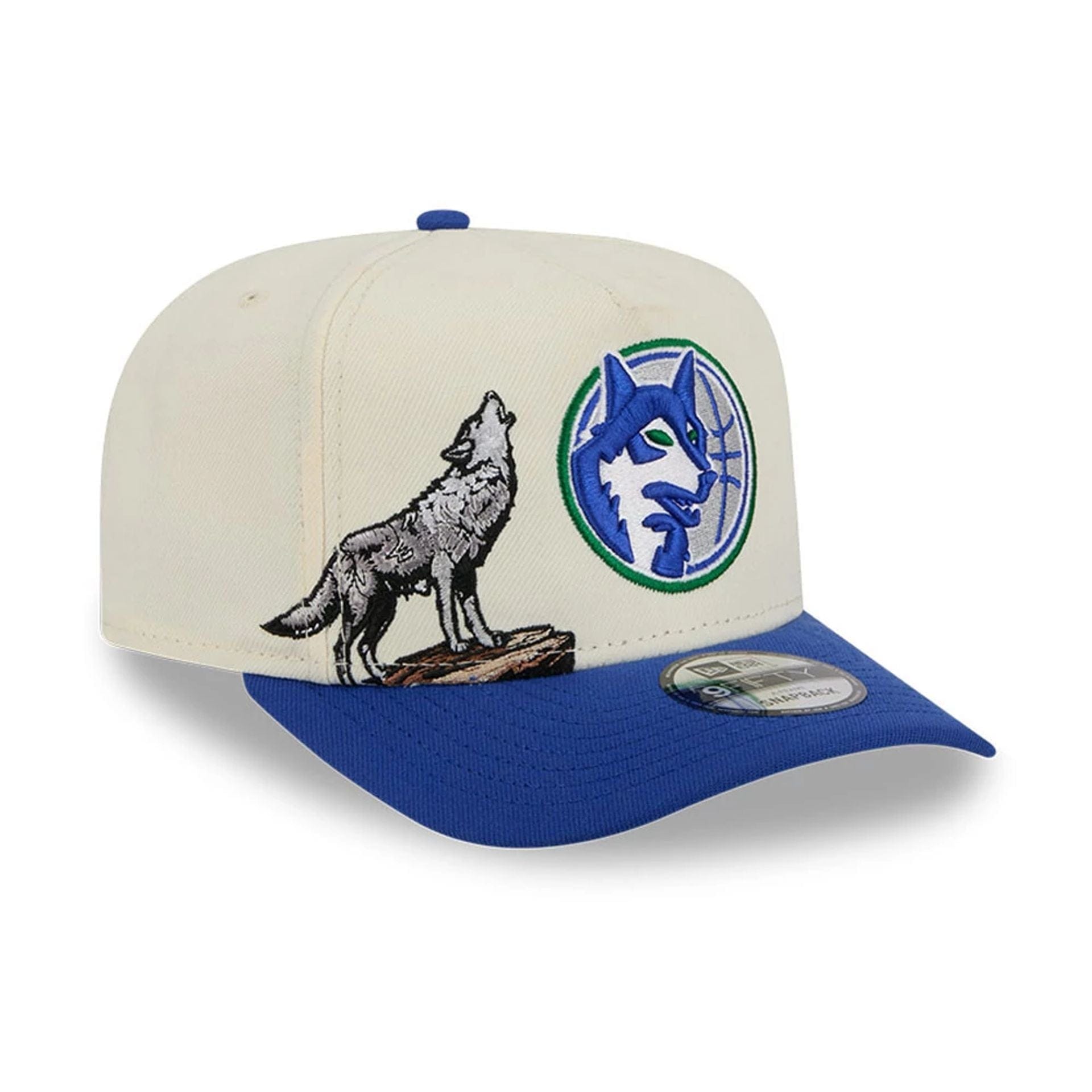 Pictured is this NBA Hardwood Classic Minnesota Timberwolves 9FIFTY A-Frame Snapback cap in blue. 1