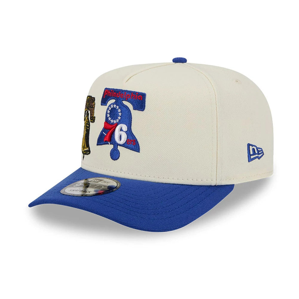 Pictured is this NBA Hardwood Classic Philadelphia 76ers 9FIFTY A-Frame Snapback cap in blue. 4