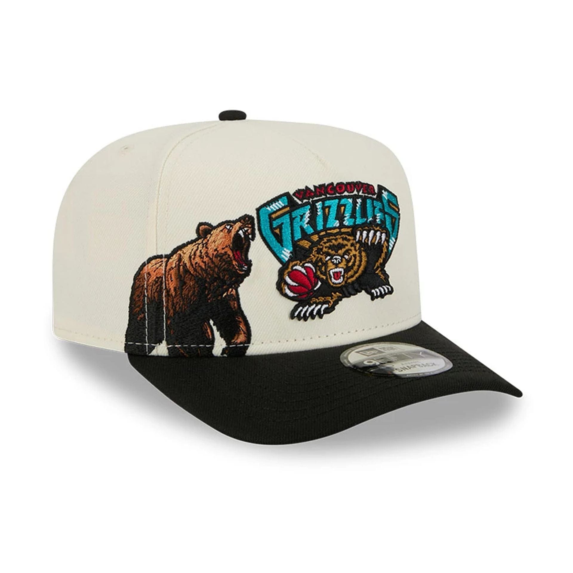 Pictured is this NBA Hardwood Classic Vancouver Grizzlies 9FIFTY A-Frame Snapback cap in black. 1