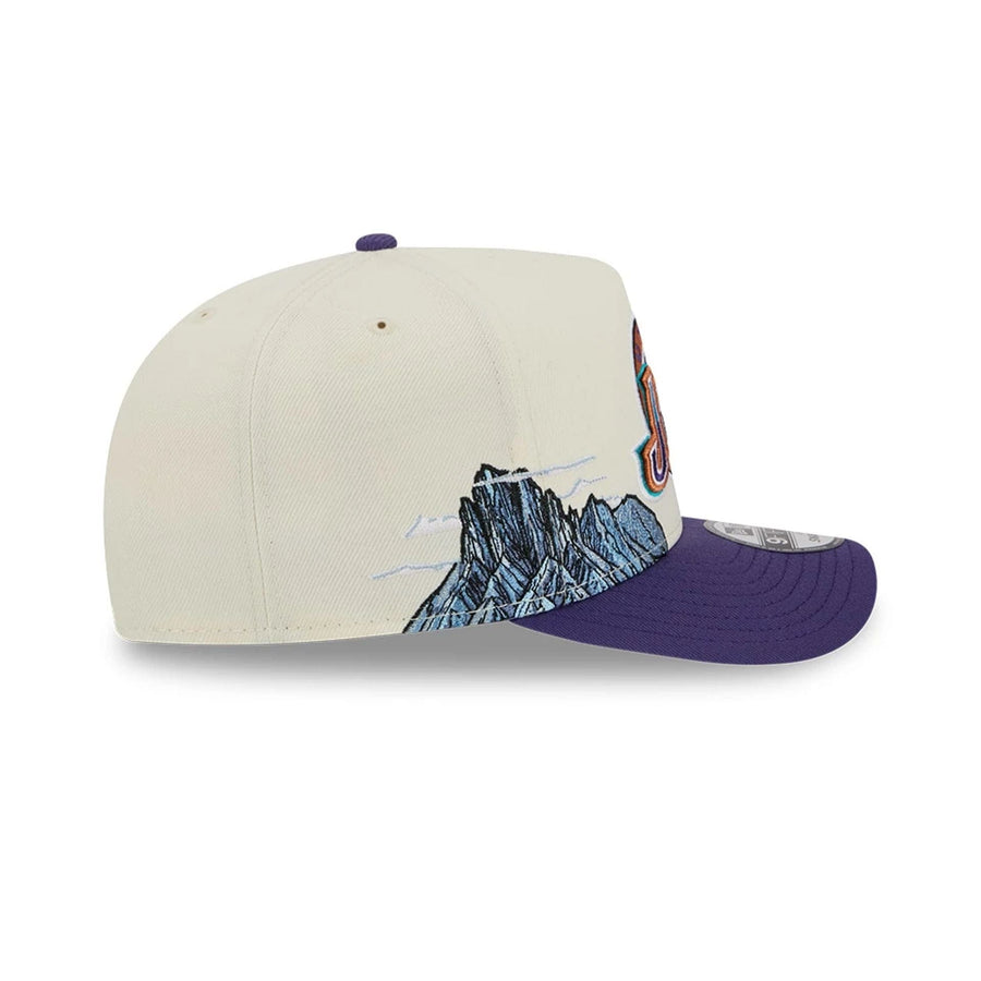 Pictured is this NBA Hardwood Classic Utah Jazz 9FIFTY A-Frame Snapback cap in dark purple. 5