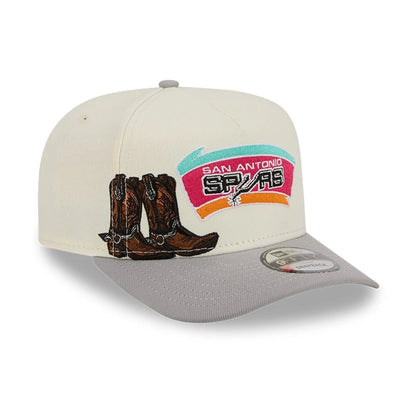 Pictured is this NBA Hardwood Classic San Antonio Spurs 9FIFTY A-Frame Snapback cap in grey. 1