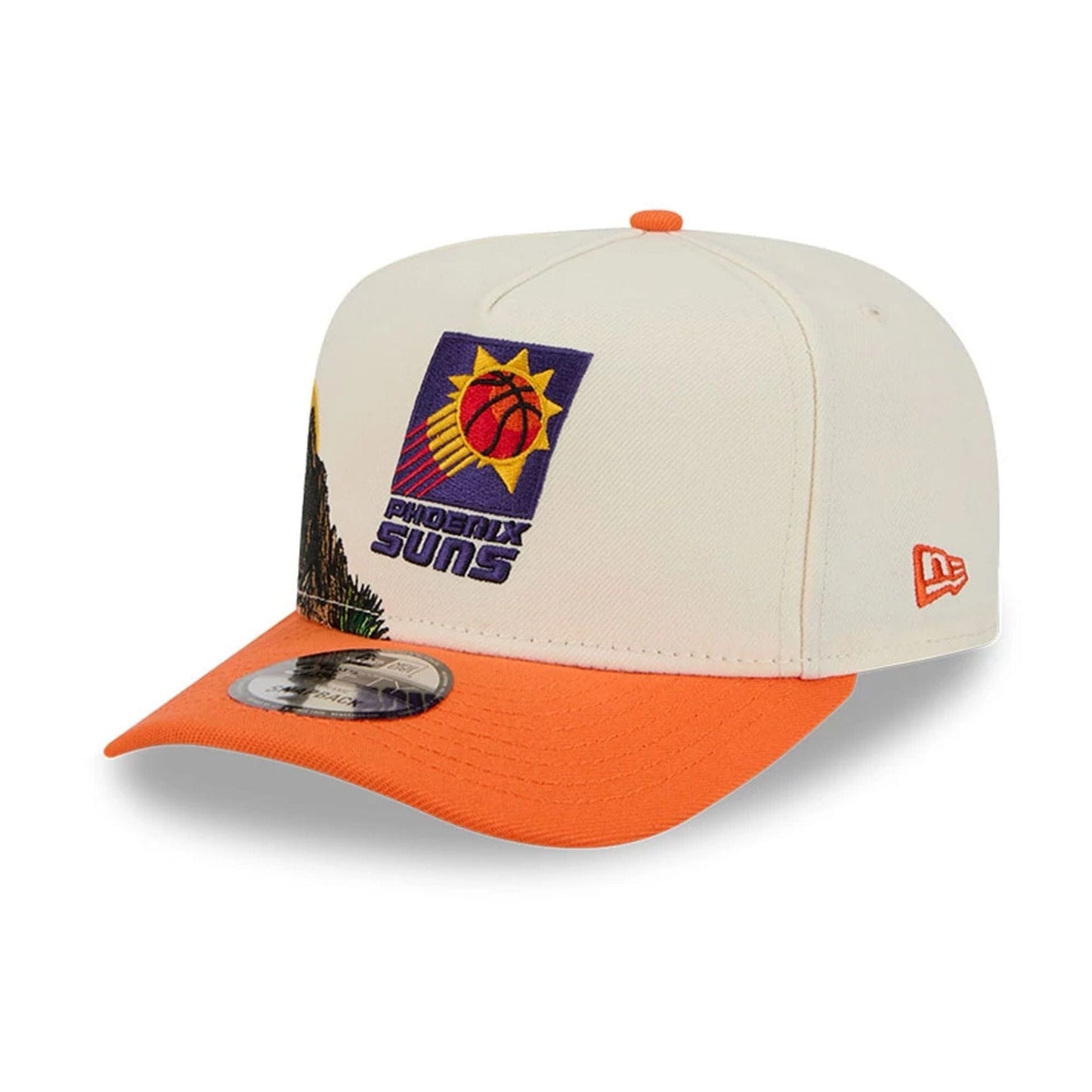 Pictured is this NBA Hardwood Classic Phoenix Suns 9FIFTY A-Frame Snapback cap in orange. 4