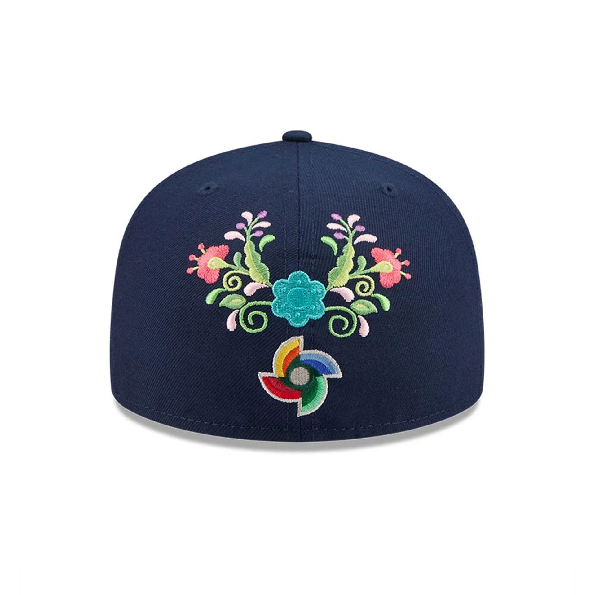 Pictured is this World Baseball Classic Latin Embroidery Venezuela 59FIFTY Fitted cap in dark blue. 5