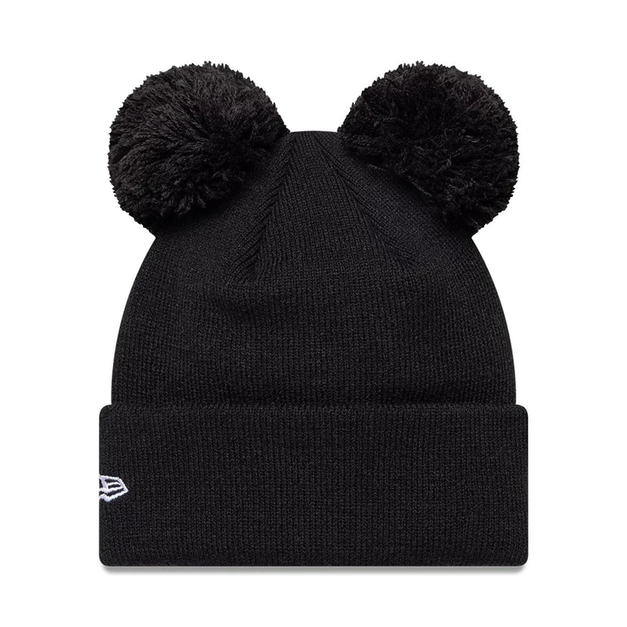 This is a Newcastle United FC Youth Tonal Black Double Pom knit Beanie Hat 2