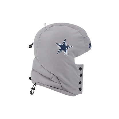 Pictured is this NFL Puffer Helmet Dallas Cowboys Trapper hat in Grey. 6
