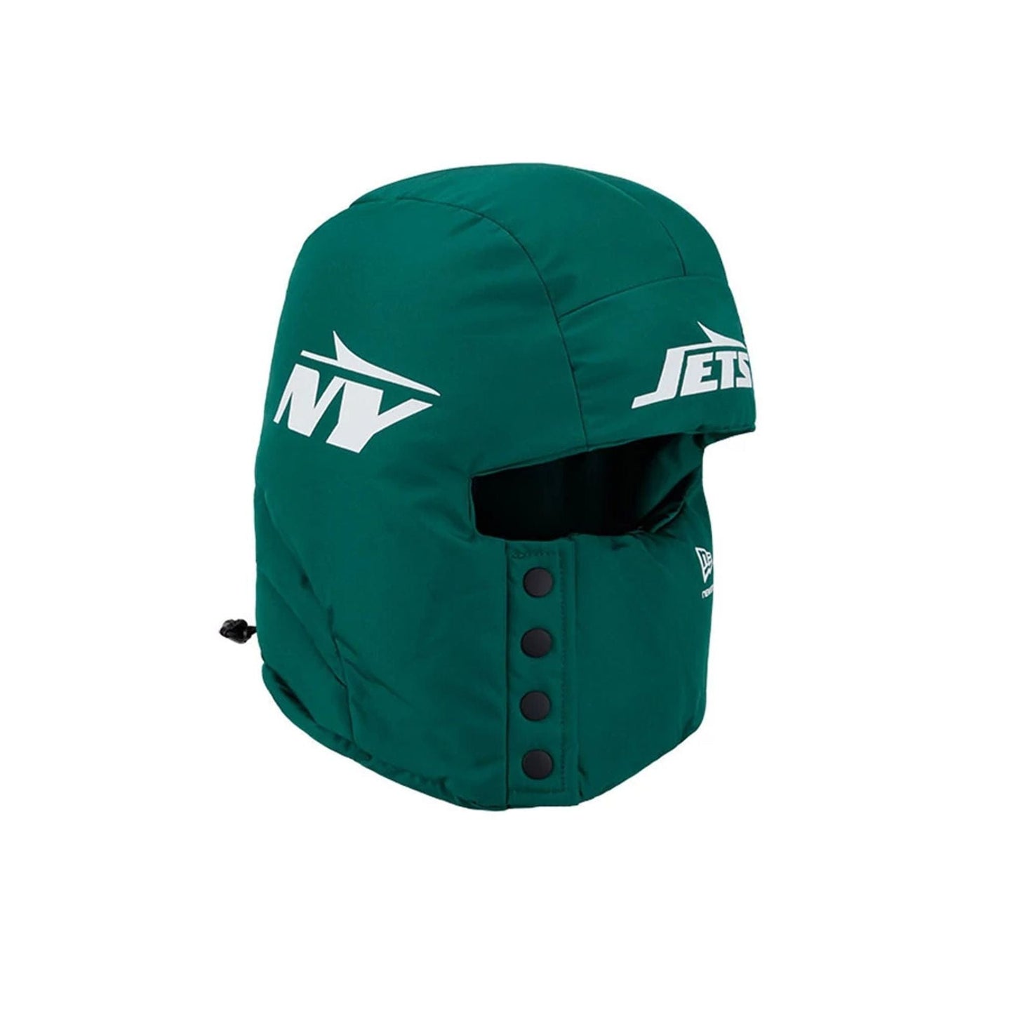 Pictured is this NFL Puffer Helmet New York Jets Trapper hat in green. 3