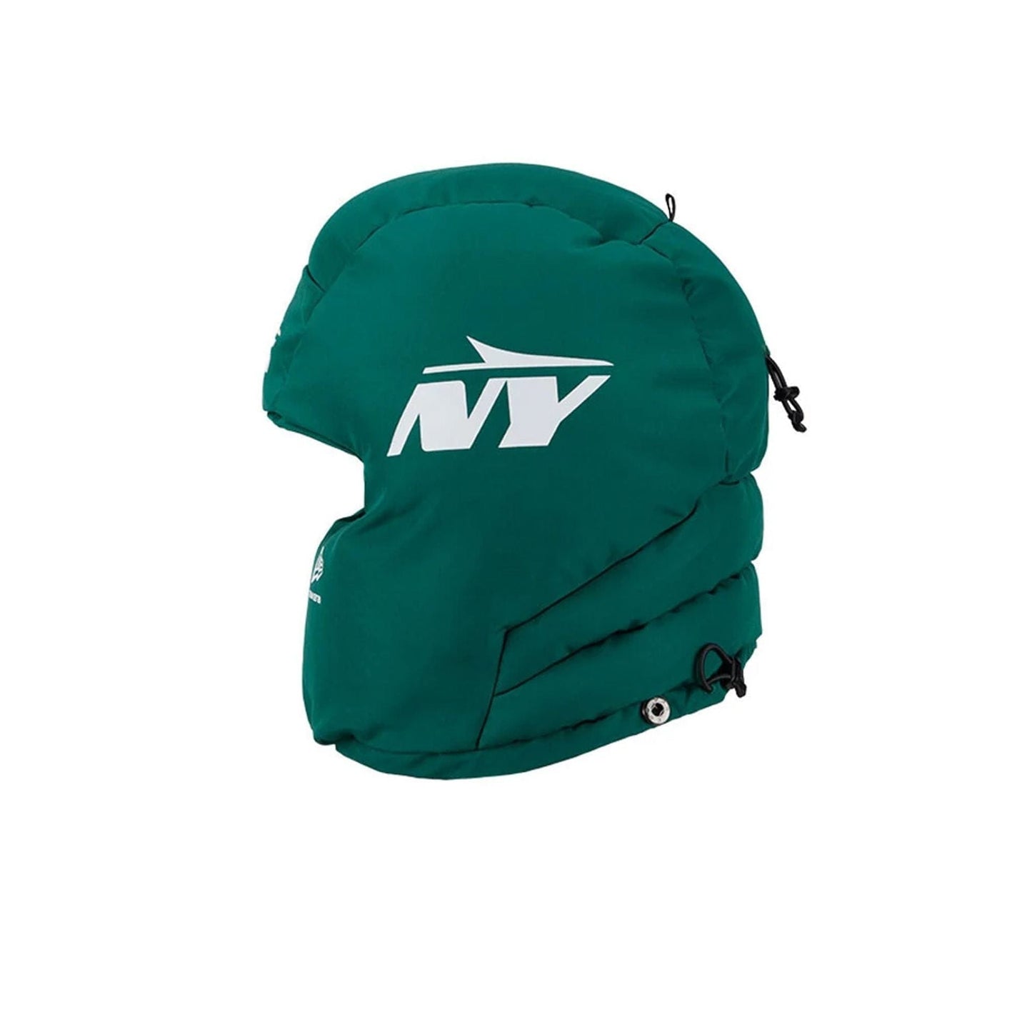 Pictured is this NFL Puffer Helmet New York Jets Trapper hat in green. 4