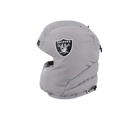 Pictured is this NFL Puffer Helmet Las Vegas Raiders Trapper hat in Grey. 4