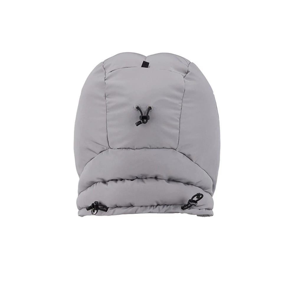 Pictured is this NFL Puffer Helmet Las Vegas Raiders Trapper hat in Grey. 5