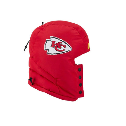 Pictured is this NFL Puffer Helmet Kansas City Chiefs Trapper hat in red. 6
