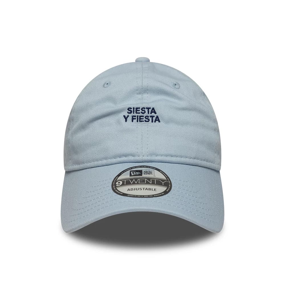 This is a  New Era Slogan Siesta Y Fiesta Pastel Blue 9TWENTY Adjustable Cap 2