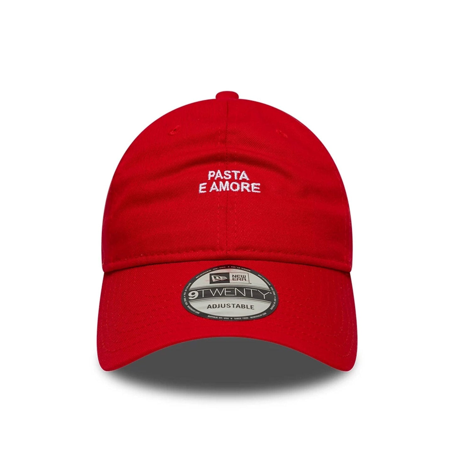 This is a  New Era Slogan Pasta E Amore Red 9TWENTY Adjustable Cap 2
