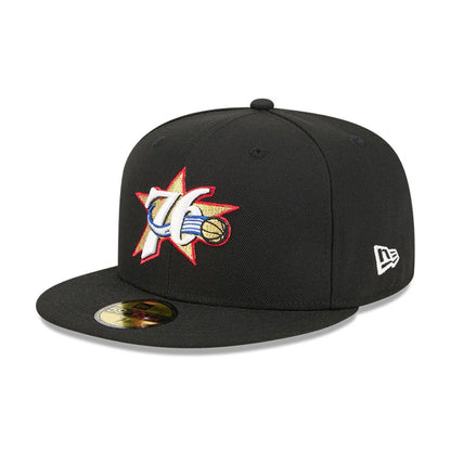 Pictured is this NBA Classic Philadelphia 76ers 59FIFTY Fitted cap in black. 4