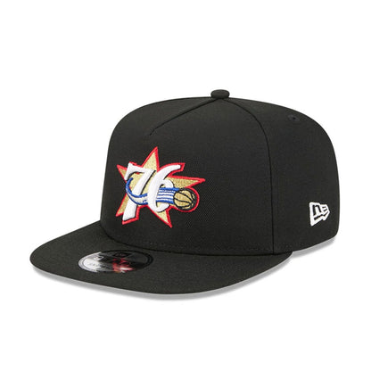 Pictured is this NBA Classic Philadelphia 76ers 9FIFTY A-Frame Snapback Adjustable cap in black. 5