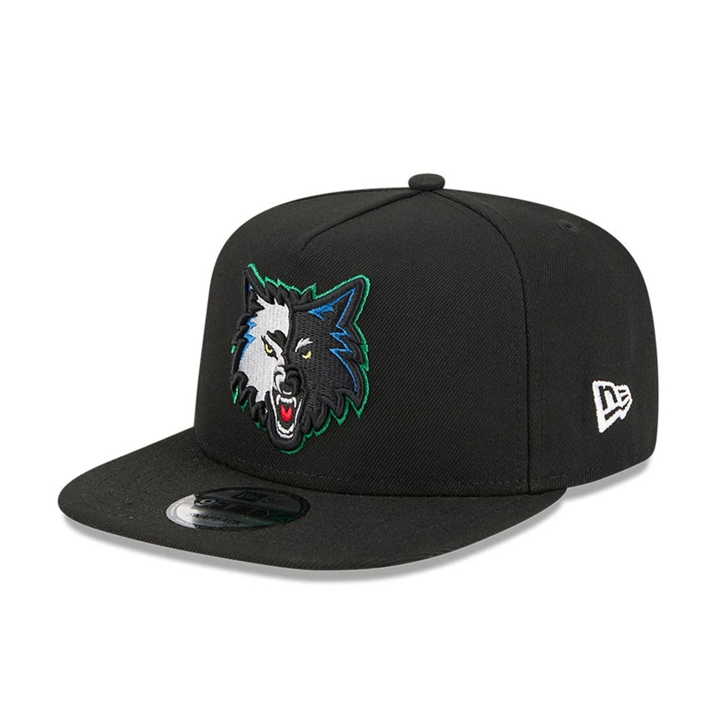 Pictured is this NBA Classic Minnesota Timberwolves 9FIFTY A-Frame Snapback Adjustable cap in black. 4