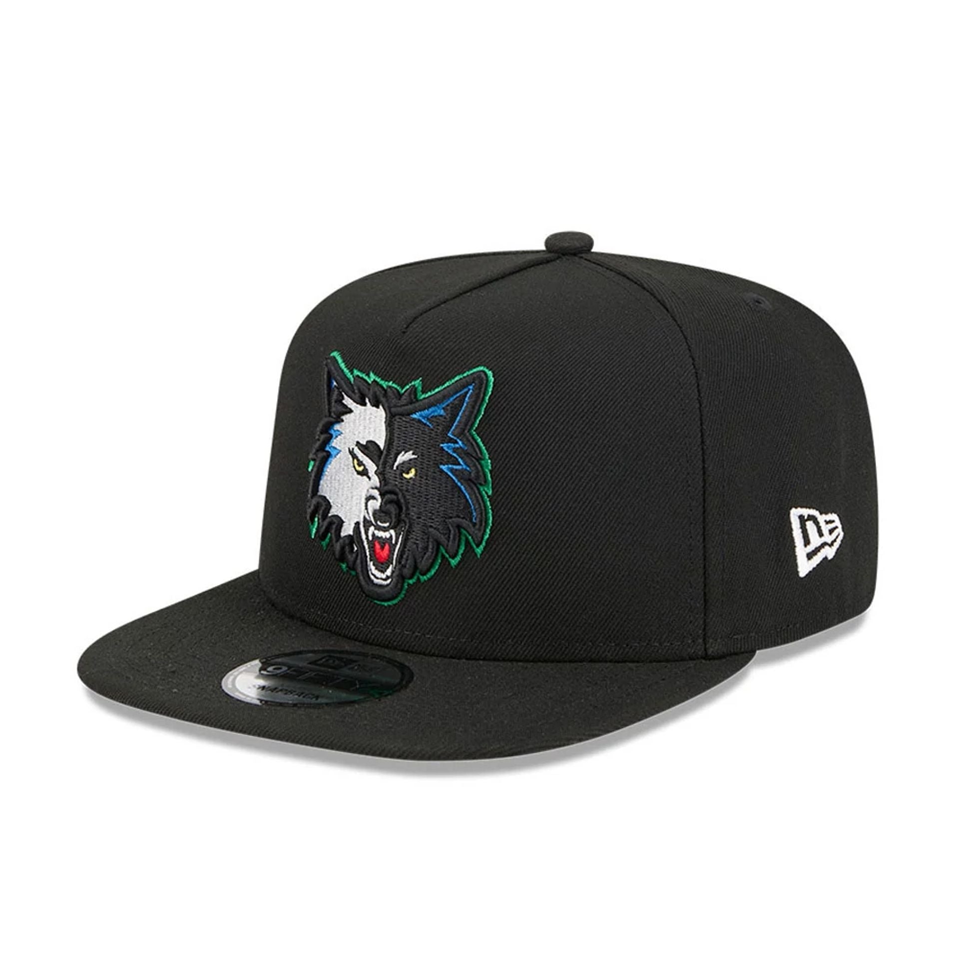 Pictured is this NBA Classic Minnesota Timberwolves 9FIFTY A-Frame Snapback Adjustable cap in black. 4