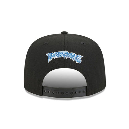 Pictured is this NBA Classic Minnesota Timberwolves 9FIFTY A-Frame Snapback Adjustable cap in black. 5