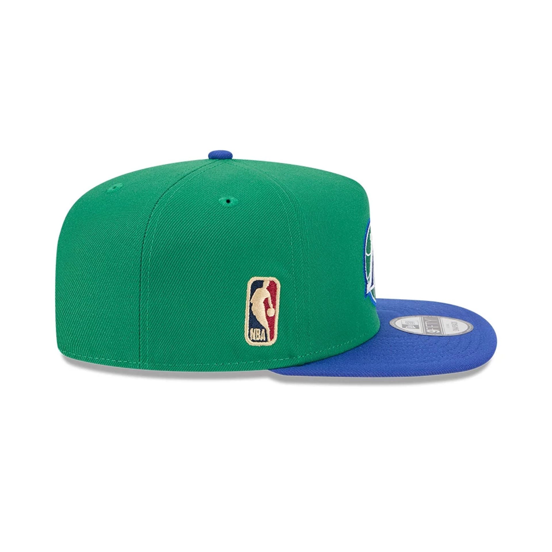 Pictured is this NBA Classic Dallas Mavericks 9FIFTY A-Frame Snapback Adjustable cap in green. 6