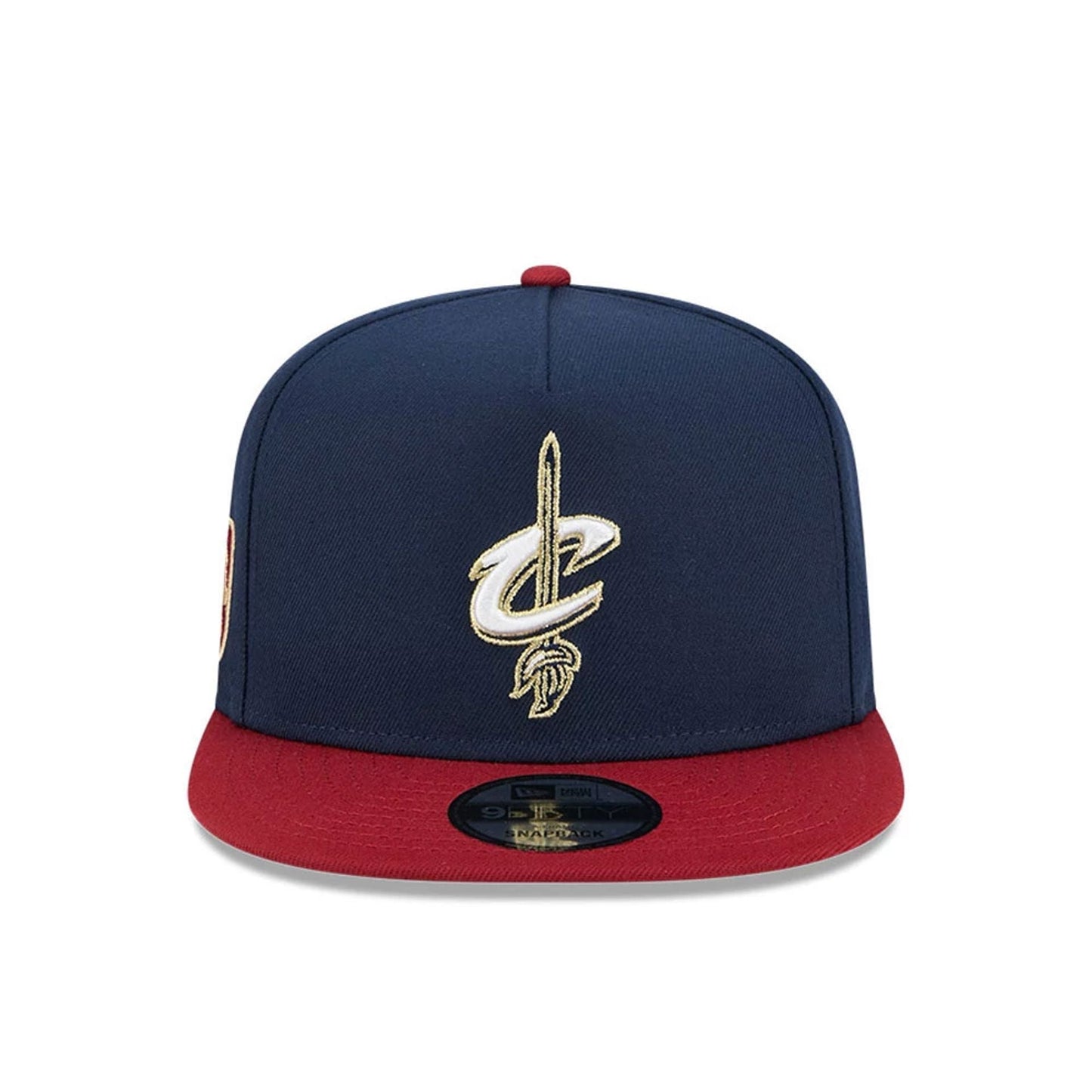 Pictured is this NBA Classic Cleveland Cavaliers 9FIFTY A-Frame Snapback Adjustable cap in dark blue. 4