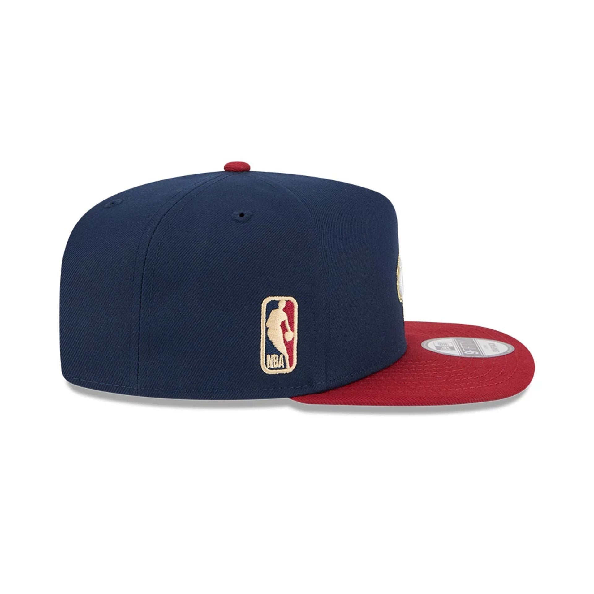 Pictured is this NBA Classic Cleveland Cavaliers 9FIFTY A-Frame Snapback Adjustable cap in dark blue. 6