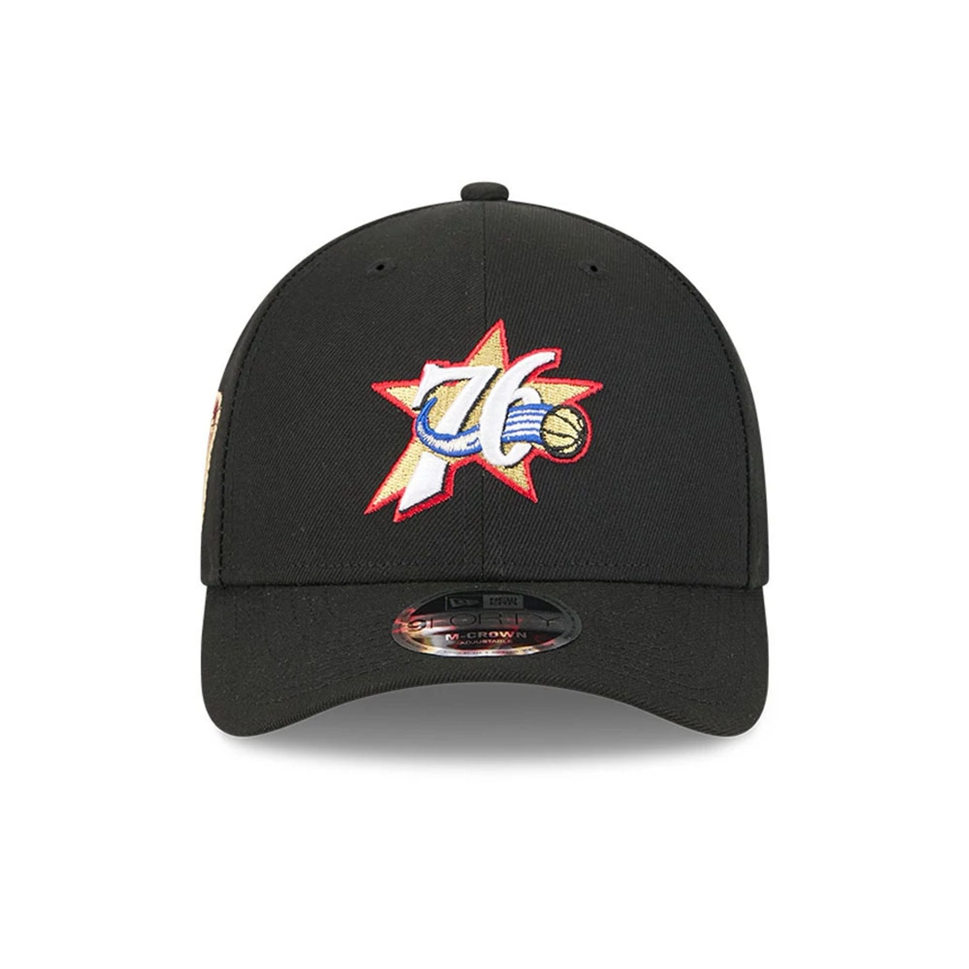 Pictured is this NBA Classic Philadelphia 76ers 9FORTY M-Crown Adjustable cap in black. 3
