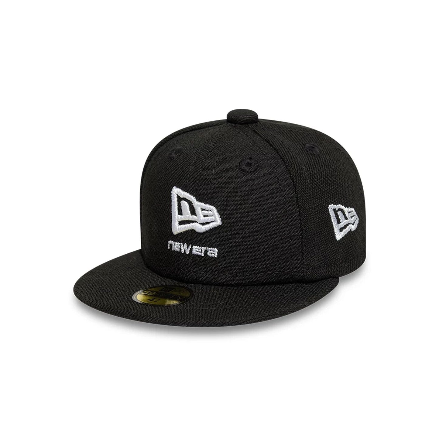 Pictured is this New Era Flag Logo Mini 59FIFTY Fitted cap in black. 1
