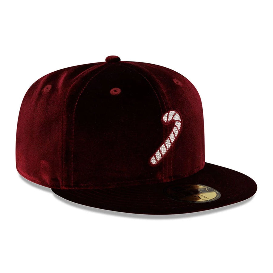 Pictured is this New Era Holiday Essentials 59FIFTY Fitted cap in dark red. 3