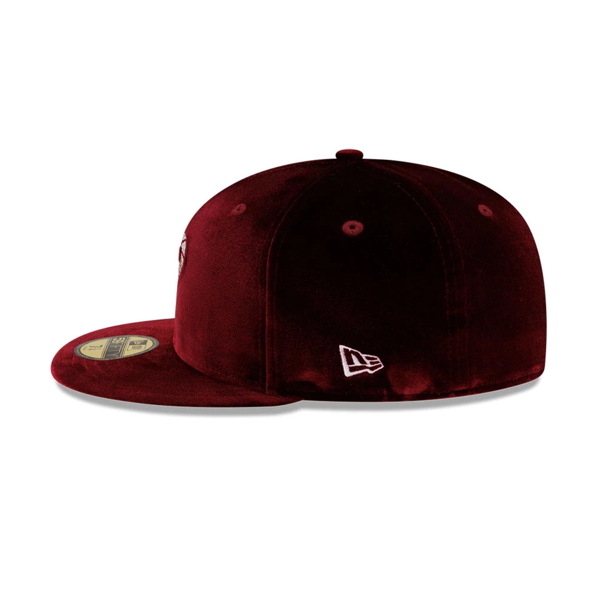 Pictured is this New Era Holiday Essentials 59FIFTY Fitted cap in dark red. 4