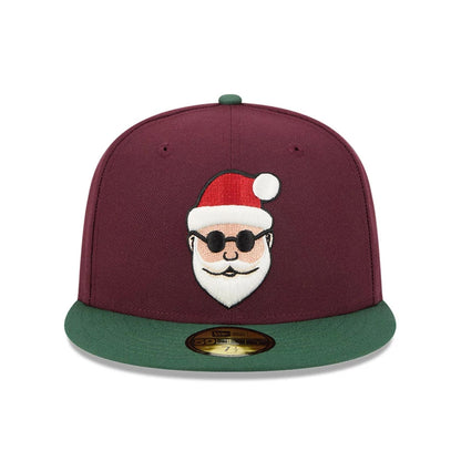 Pictured is this New Era Holiday Essentials 59FIFTY Fitted cap in dark red. 2