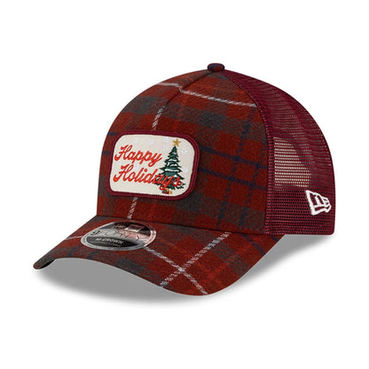 Pictured is this New Era Holiday Essentials 9FORTY M-Crown A-Frame cap in open red. 1