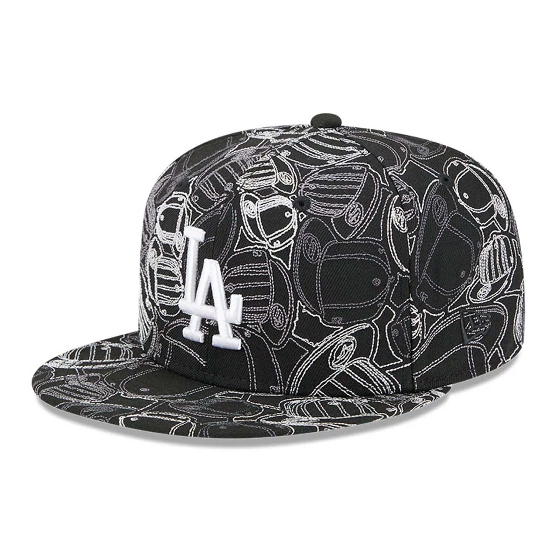 Pictured is this MLB Cap Scramble LA Dodgers 59FIFTY Fitted cap in black. 1