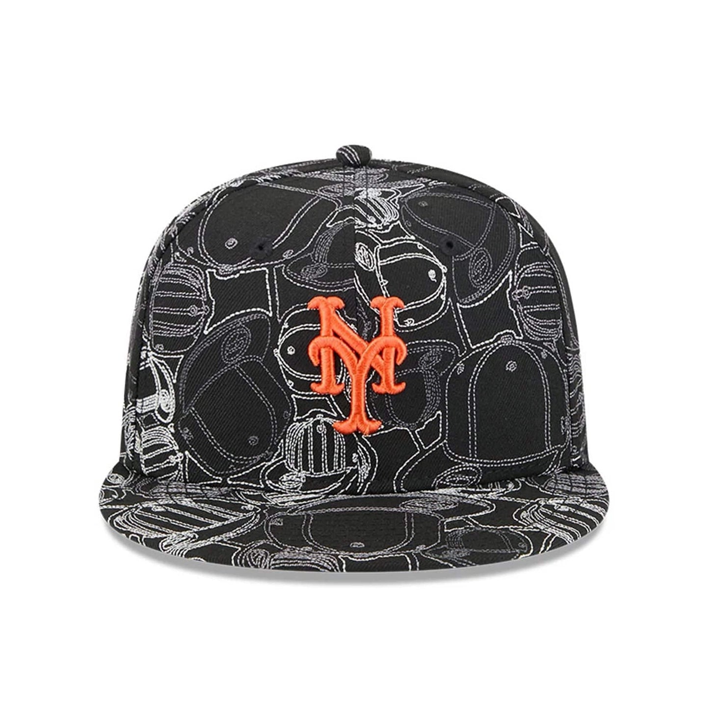 Pictured is this MLB Cap Scramble New York Mets 59FIFTY Fitted cap in black. 3