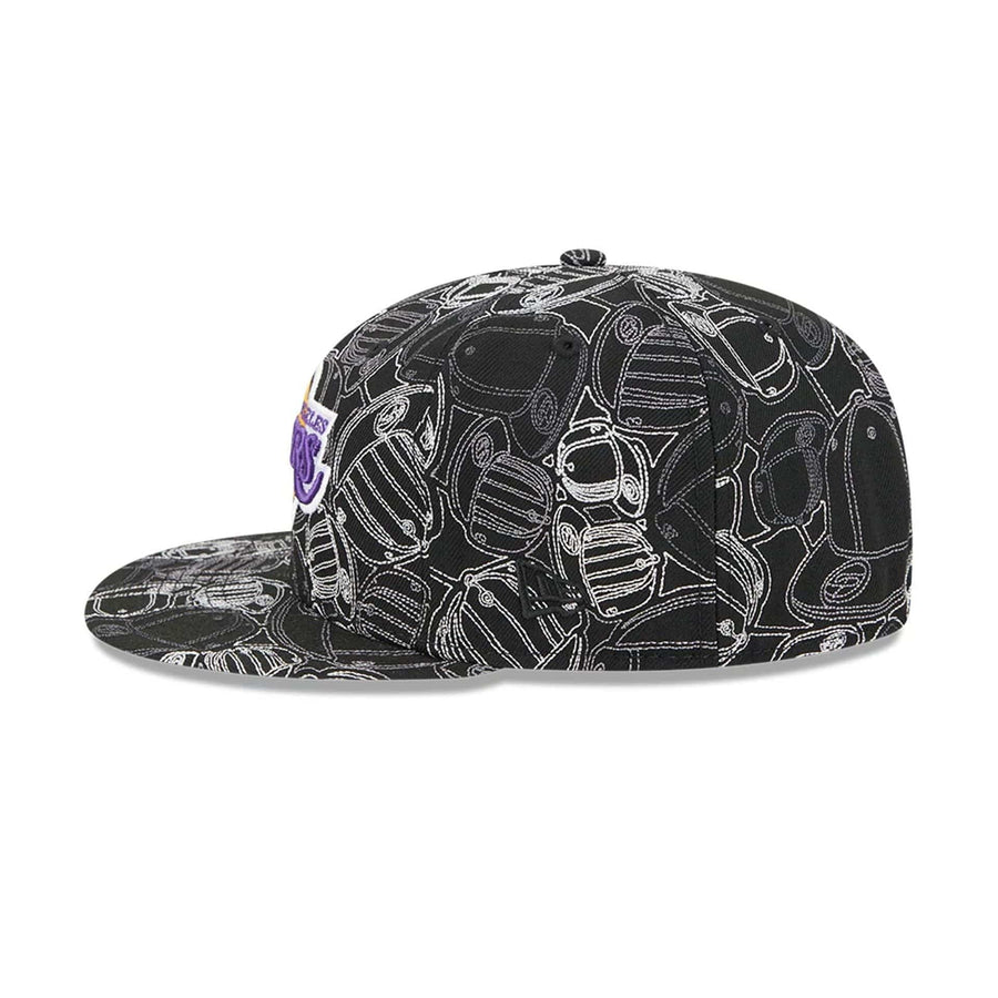 Pictured is this NBA Cap Scramble LA Lakers 59FIFTY Fitted cap in black. 6