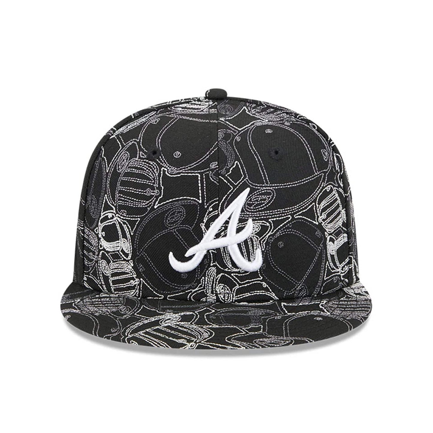 Pictured is this MLB Cap Scramble Atlanta Braves 59FIFTY Fitted cap in black. 3