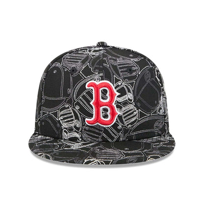 Pictured is this MLB Cap Scramble Boston Red Sox 59FIFTY Fitted cap in black. 3