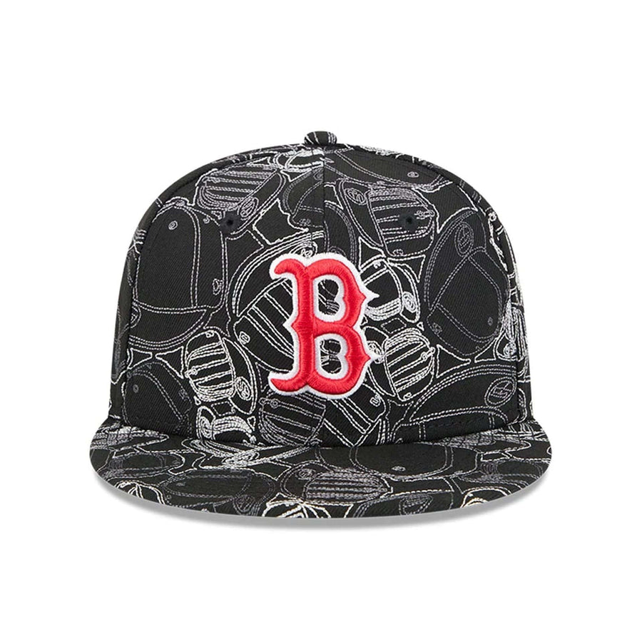 Pictured is this MLB Cap Scramble Boston Red Sox 59FIFTY Fitted cap in black. 3