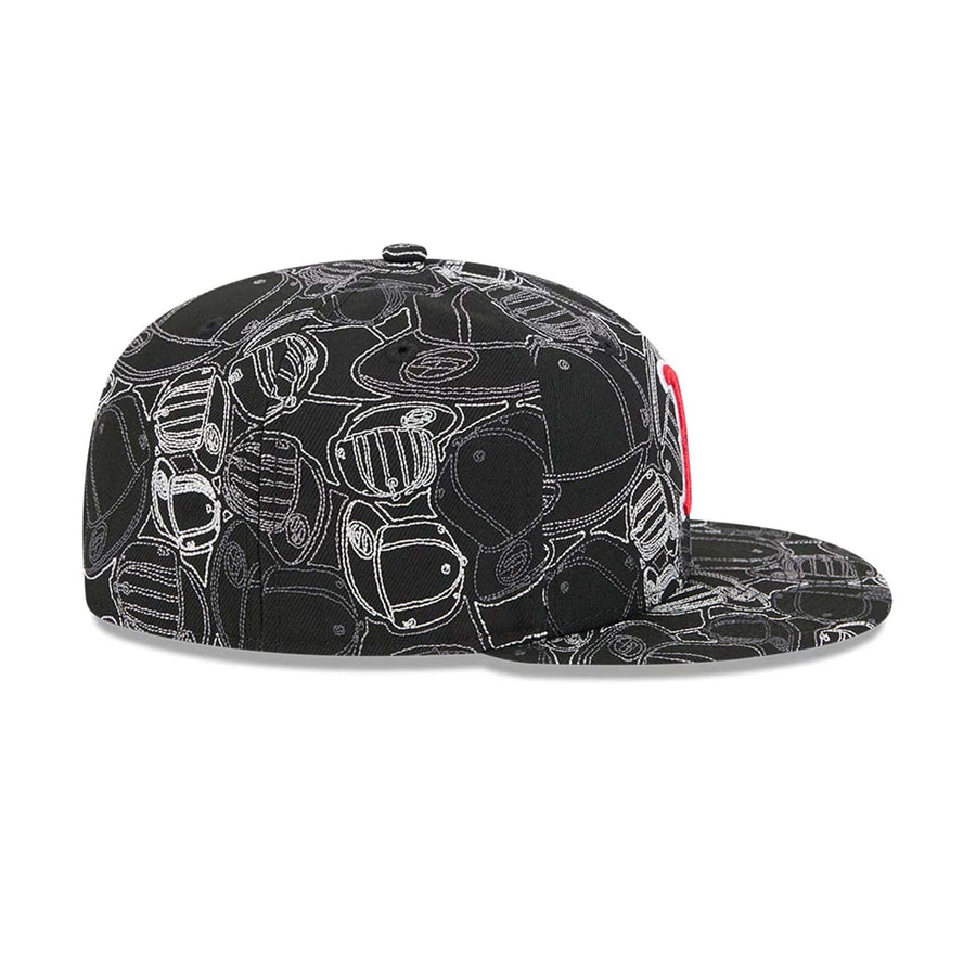 Pictured is this MLB Cap Scramble Boston Red Sox 59FIFTY Fitted cap in black. 7