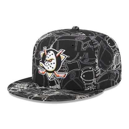 Pictured is this NHL Cap Scramble Anaheim Ducks 59FIFTY Fitted cap in black. 1