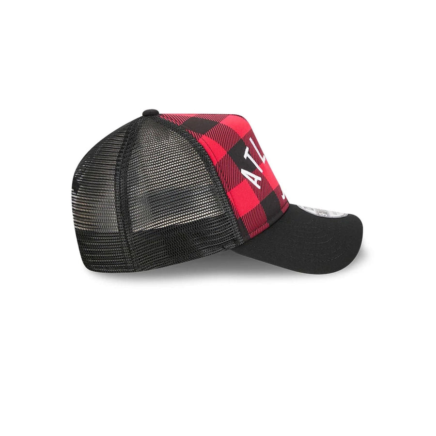 Pictured is this MLB Novelty Check Atlanta Braves 9FORTY A-Frame cap in black. 5