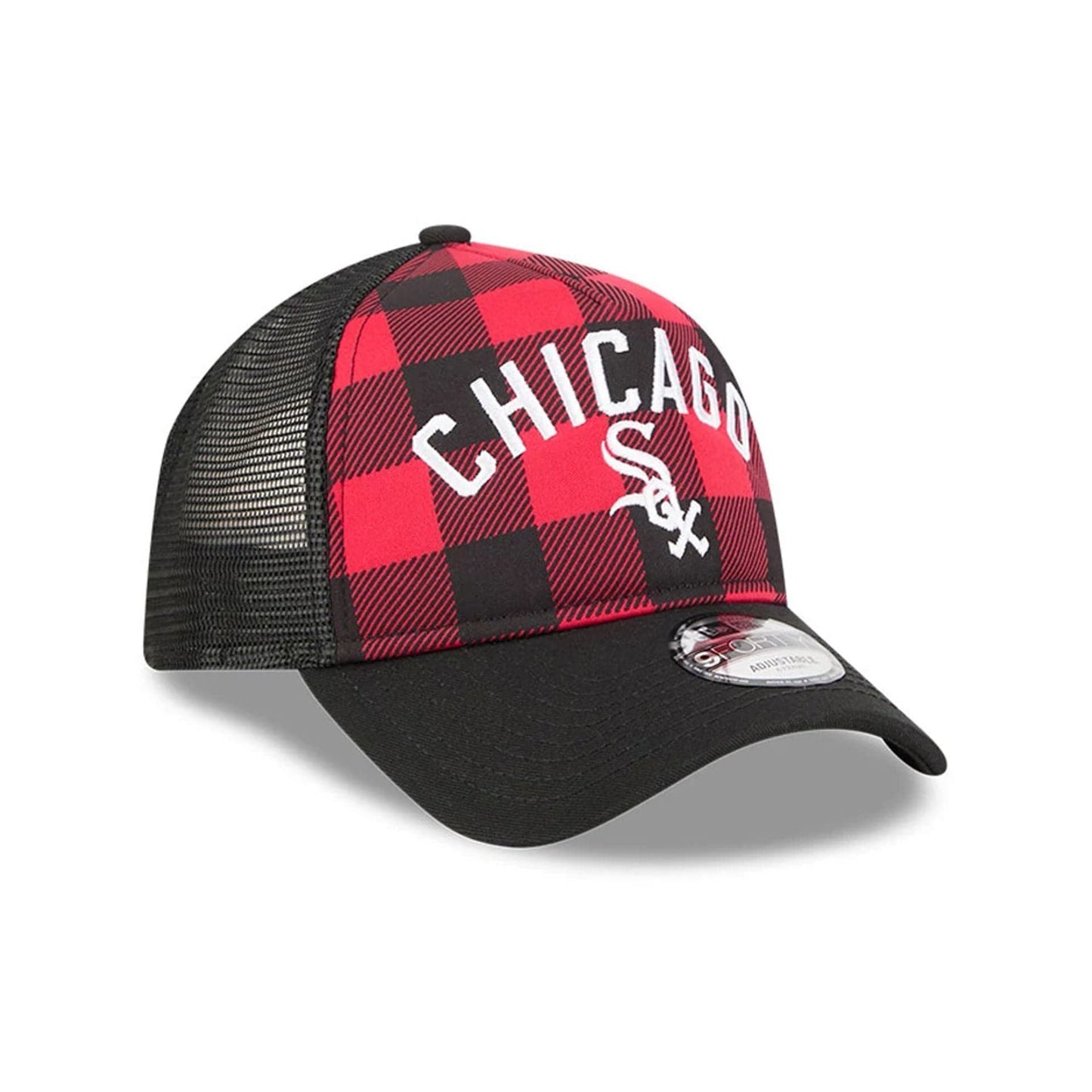 Pictured is this MLB Novelty Check Chicago White Sox 9FORTY A-Frame cap in black. 3