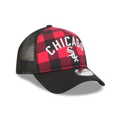 Pictured is this MLB Novelty Check Chicago White Sox 9FORTY A-Frame cap in black. 3