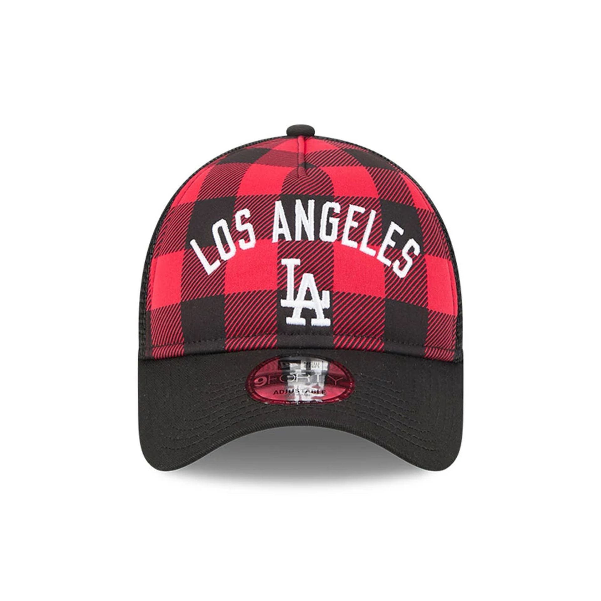 Pictured is this MLB Novelty Check LA Dodgers 9FORTY A-Frame cap in black. 2