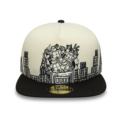 Pictured is this City Scene Teenage Mutant Ninja Turtles 59FIFTY A-Frame Fitted cap in white. 3