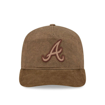 Pictured is this MLB Utility Linen Atlanta Braves 19TWENTY cap in open brown. 2